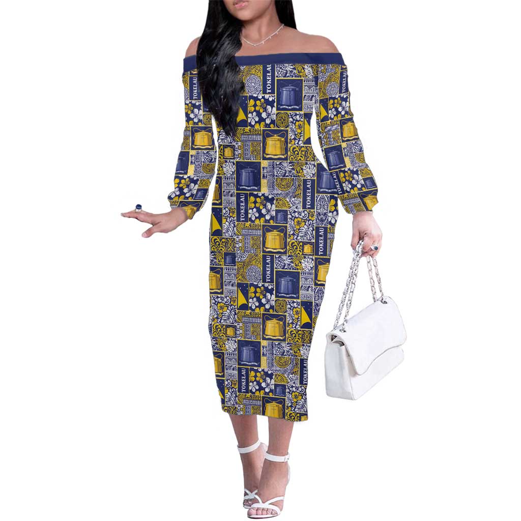 Tokelau Manuia te Kilihimahi Family Matching Off The Shoulder Long Sleeve Dress and Hawaiian Shirt Pacific Patchwork Xmas Vibes - Polynesian Pride