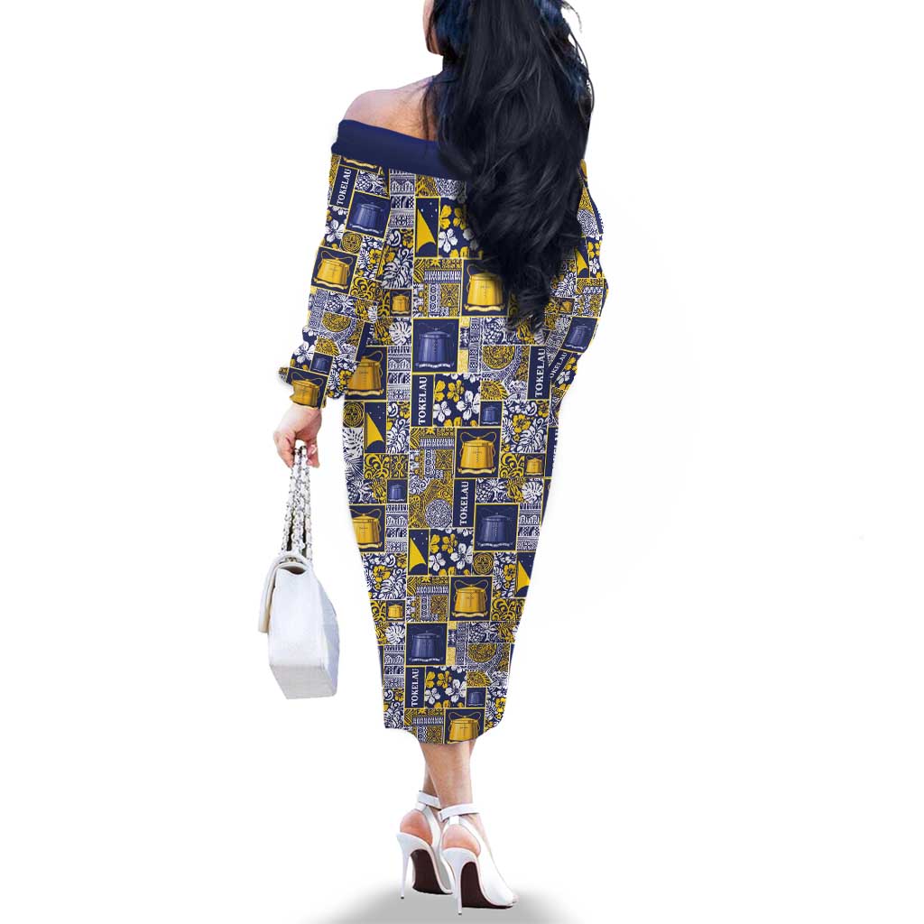 Tokelau Manuia te Kilihimahi Family Matching Off The Shoulder Long Sleeve Dress and Hawaiian Shirt Pacific Patchwork Xmas Vibes - Polynesian Pride