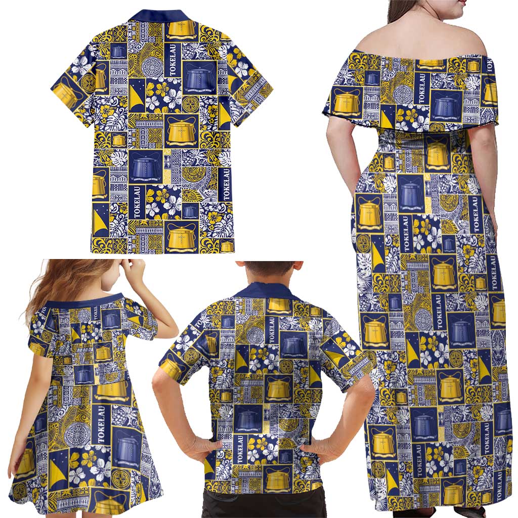 Tokelau Manuia te Kilihimahi Family Matching Off Shoulder Maxi Dress and Hawaiian Shirt Pacific Patchwork Xmas Vibes - Polynesian Pride