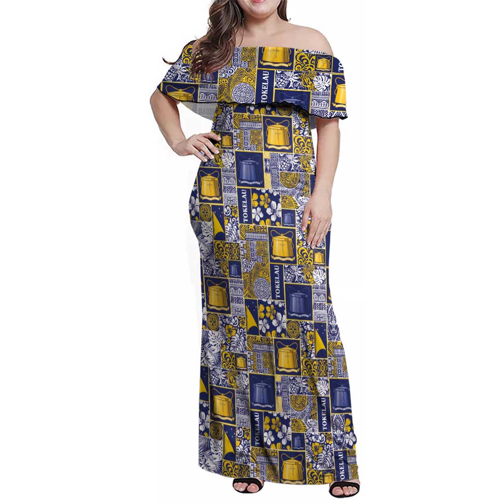 Tokelau Manuia te Kilihimahi Family Matching Off Shoulder Maxi Dress and Hawaiian Shirt Pacific Patchwork Xmas Vibes - Polynesian Pride