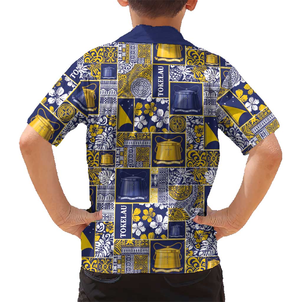 Tokelau Manuia te Kilihimahi Family Matching Off Shoulder Short Dress and Hawaiian Shirt Pacific Patchwork Xmas Vibes - Polynesian Pride