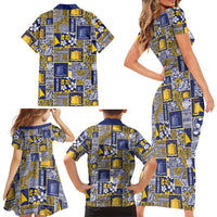 Tokelau Manuia te Kilihimahi Family Matching Short Sleeve Bodycon Dress and Hawaiian Shirt Pacific Patchwork Xmas Vibes - Polynesian Pride