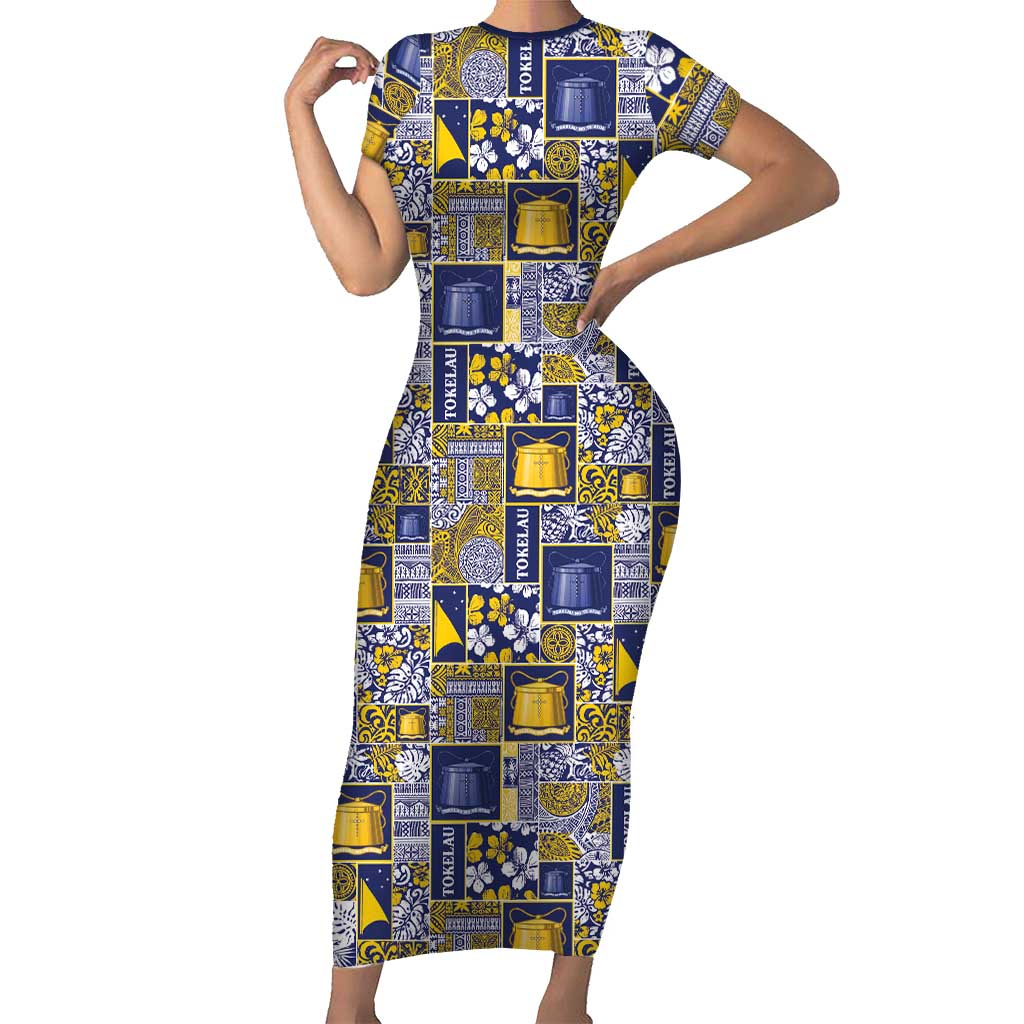 Tokelau Manuia te Kilihimahi Family Matching Short Sleeve Bodycon Dress and Hawaiian Shirt Pacific Patchwork Xmas Vibes - Polynesian Pride