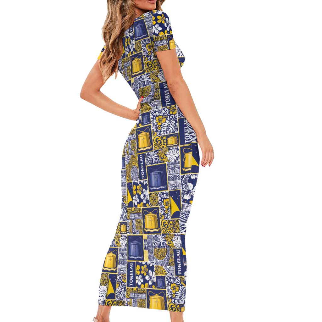 Tokelau Manuia te Kilihimahi Family Matching Short Sleeve Bodycon Dress and Hawaiian Shirt Pacific Patchwork Xmas Vibes - Polynesian Pride