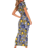 Tokelau Manuia te Kilihimahi Family Matching Short Sleeve Bodycon Dress and Hawaiian Shirt Pacific Patchwork Xmas Vibes - Polynesian Pride