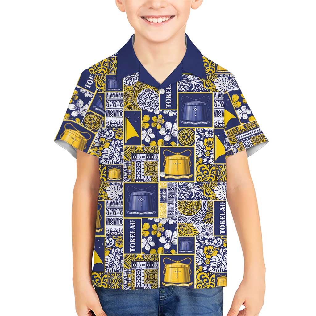 Tokelau Manuia te Kilihimahi Family Matching Short Sleeve Bodycon Dress and Hawaiian Shirt Pacific Patchwork Xmas Vibes - Polynesian Pride