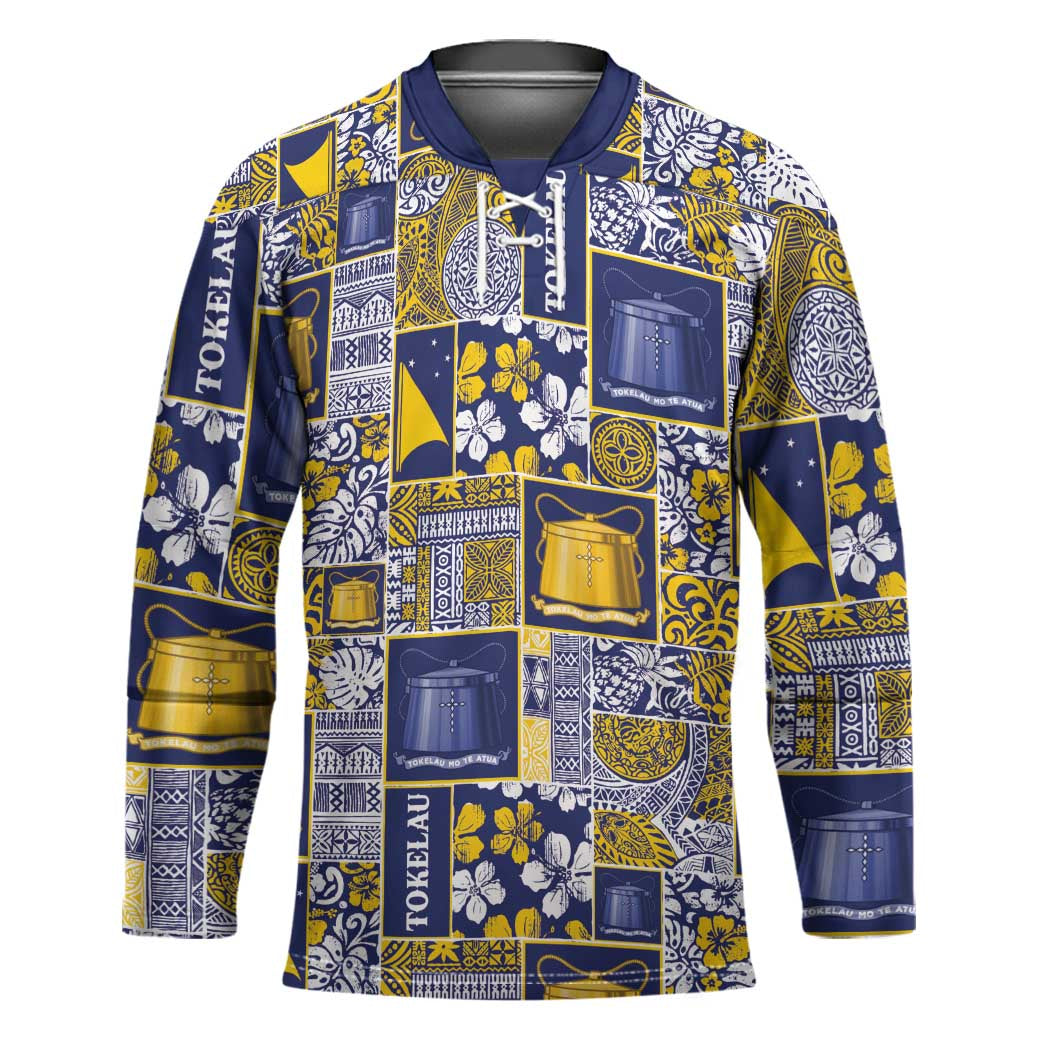 Tokelau Manuia te Kilihimahi Hockey Jersey Pacific Patchwork Xmas Vibes LT9 Unisex Blue - Polynesian Pride