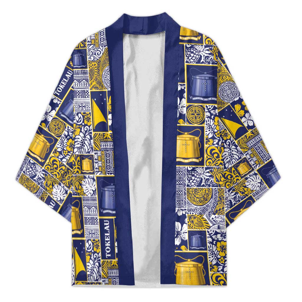 Tokelau Manuia te Kilihimahi Kimono Pacific Patchwork Xmas Vibes LT9 Unisex Blue - Polynesian Pride