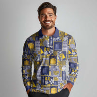 Tokelau Manuia te Kilihimahi Long Sleeve Polo Shirt Pacific Patchwork Xmas Vibes LT9 - Polynesian Pride