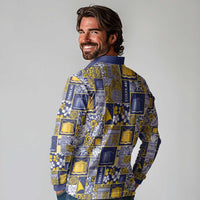 Tokelau Manuia te Kilihimahi Long Sleeve Polo Shirt Pacific Patchwork Xmas Vibes LT9 - Polynesian Pride