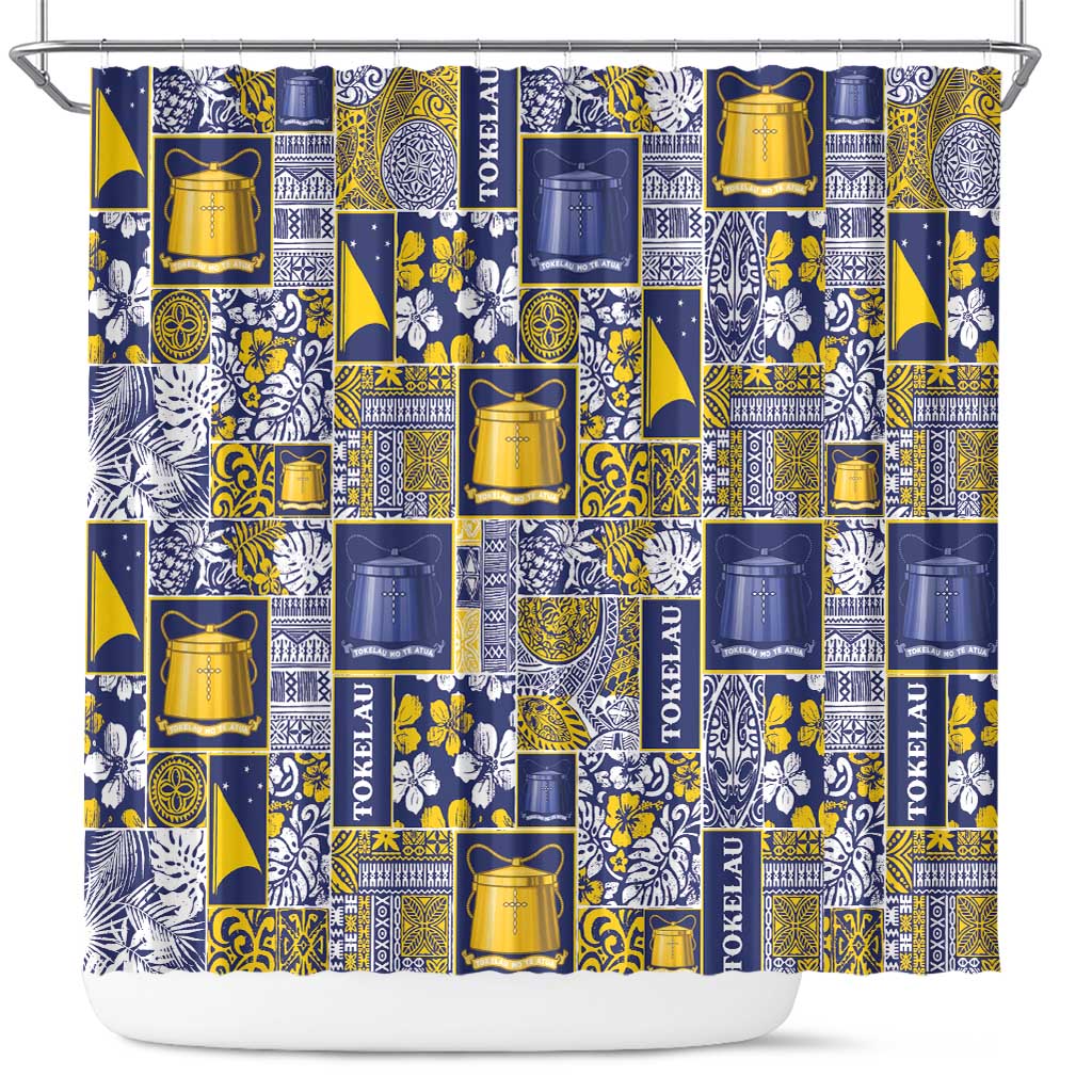 Tokelau Manuia te Kilihimahi Shower Curtain Pacific Patchwork Xmas Vibes - Polynesian Pride