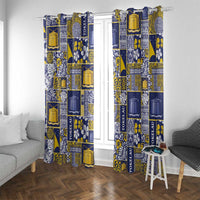 Tokelau Manuia te Kilihimahi Window Curtain Pacific Patchwork Xmas Vibes LT9 With Grommets Blue - Polynesian Pride