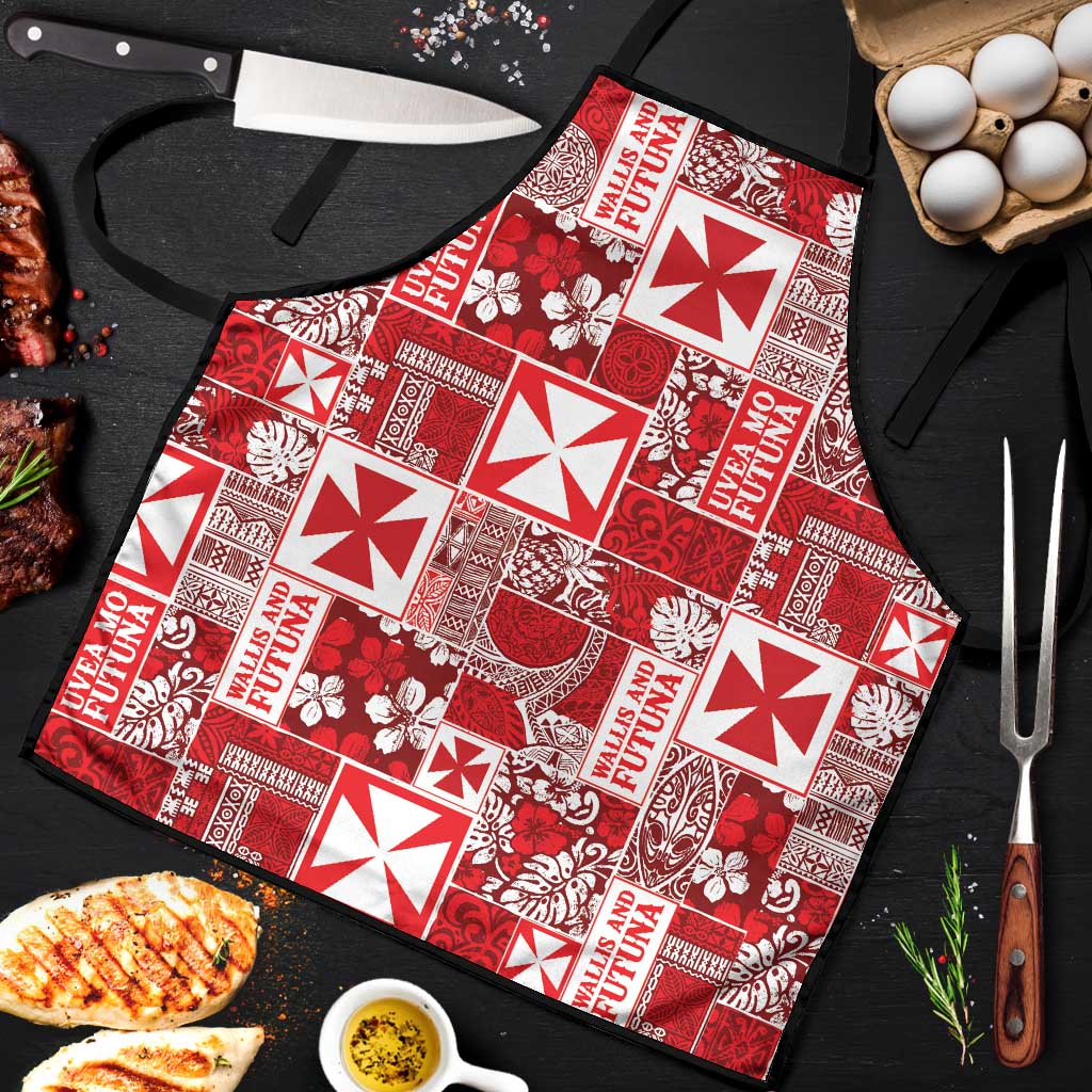 Wallis Et Futuna Kilisimasi Fiefia Apron Pacific Patchwork Xmas Vibes LT9 Red - Polynesian Pride