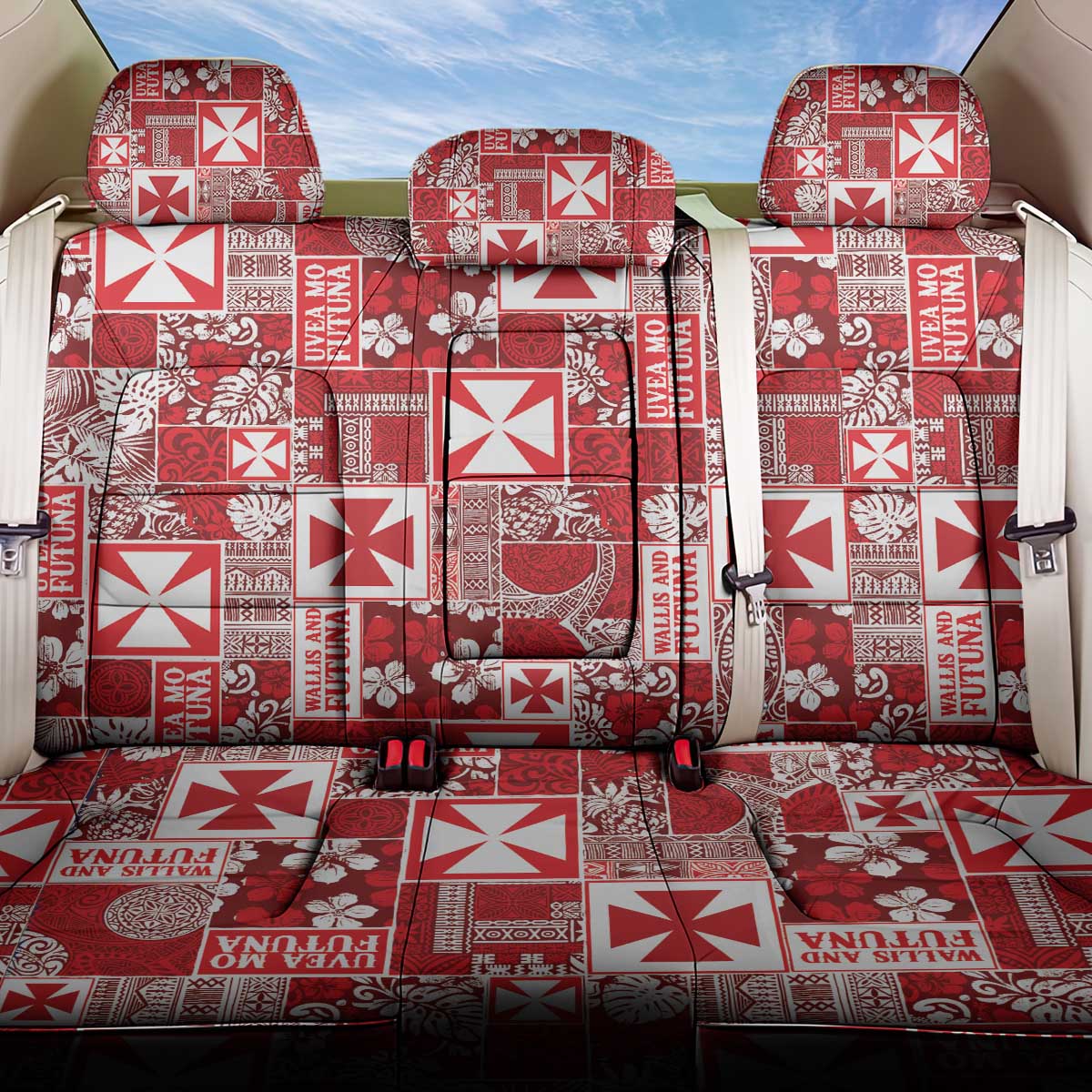 Wallis Et Futuna Kilisimasi Fiefia Back Car Seat Cover Pacific Patchwork Xmas Vibes - Polynesian Pride