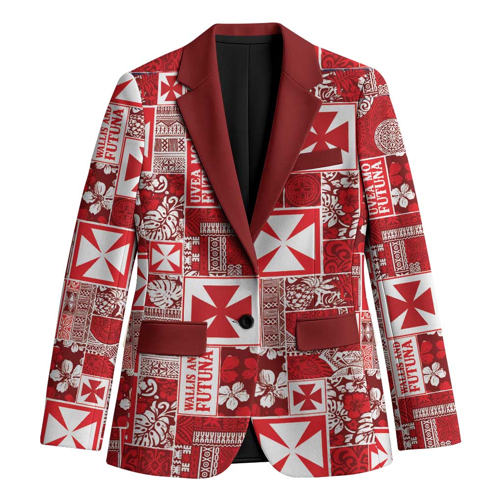 Wallis Et Futuna Kilisimasi Fiefia Blazer Pacific Patchwork Xmas Vibes LT9 Unisex Red - Polynesian Pride