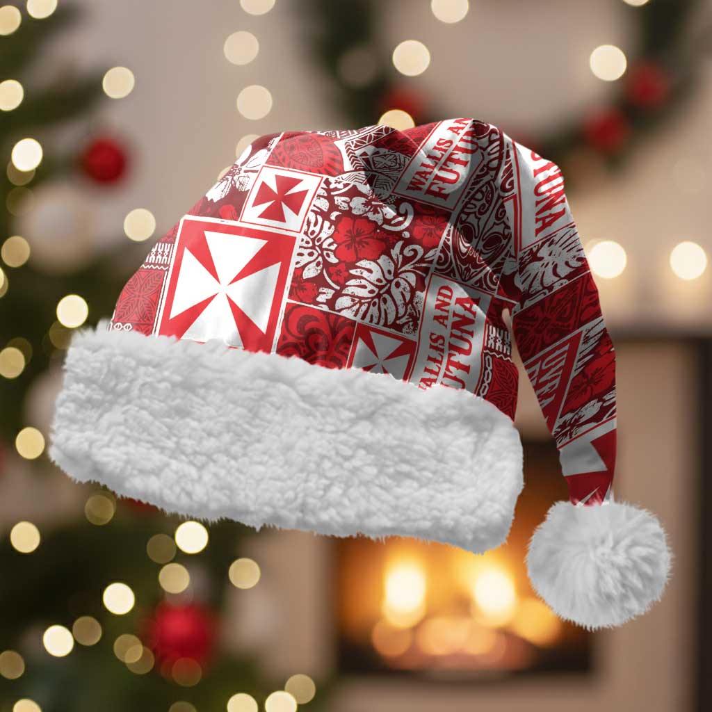Wallis Et Futuna Kilisimasi Fiefia Christmas Santa Hat Pacific Patchwork Xmas Vibes - Polynesian Pride