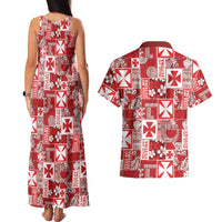 Wallis Et Futuna Kilisimasi Fiefia Couples Matching Tank Maxi Dress and Hawaiian Shirt Pacific Patchwork Xmas Vibes - Polynesian Pride