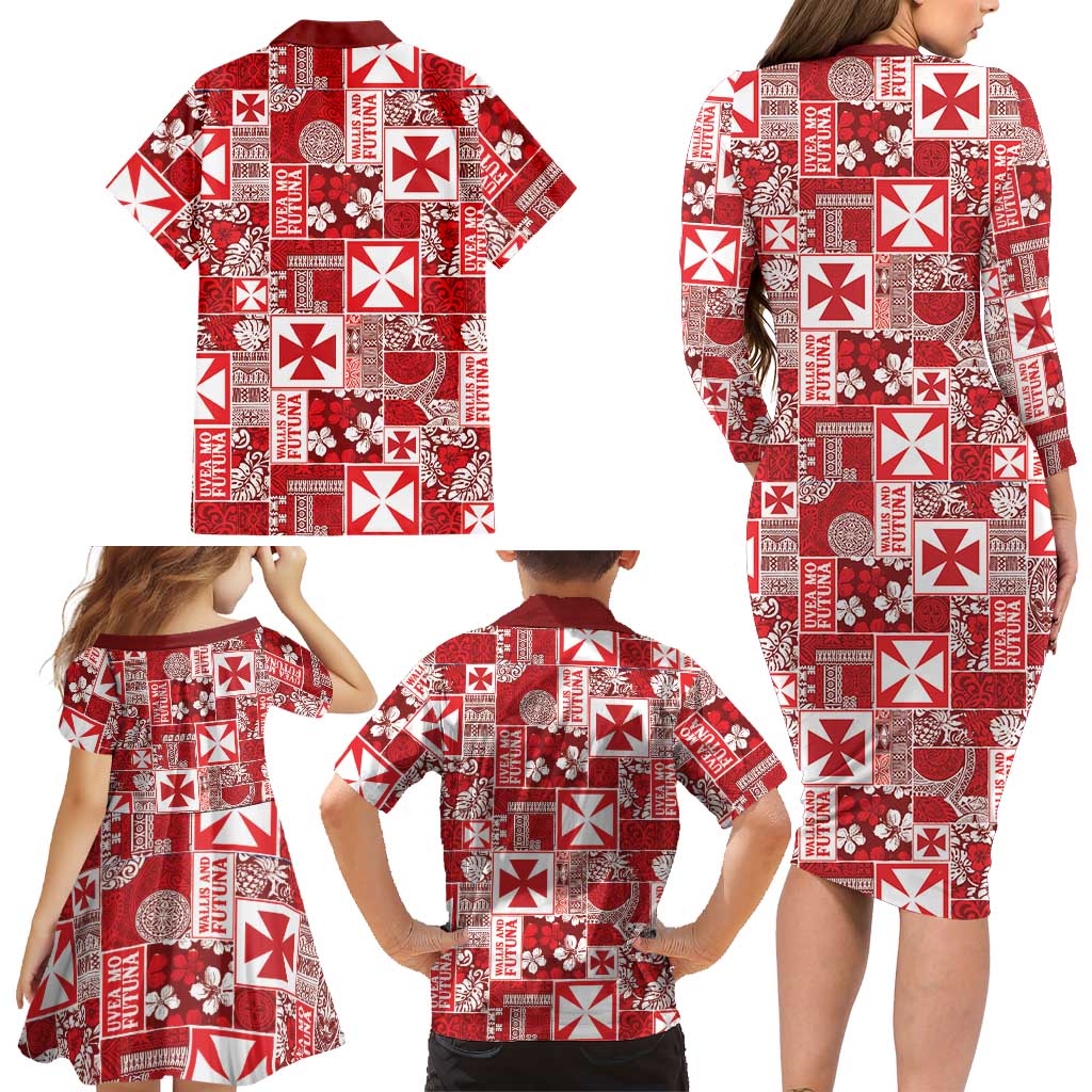 Wallis Et Futuna Kilisimasi Fiefia Family Matching Long Sleeve Bodycon Dress and Hawaiian Shirt Pacific Patchwork Xmas Vibes - Polynesian Pride