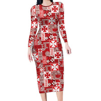 Wallis Et Futuna Kilisimasi Fiefia Family Matching Long Sleeve Bodycon Dress and Hawaiian Shirt Pacific Patchwork Xmas Vibes - Polynesian Pride