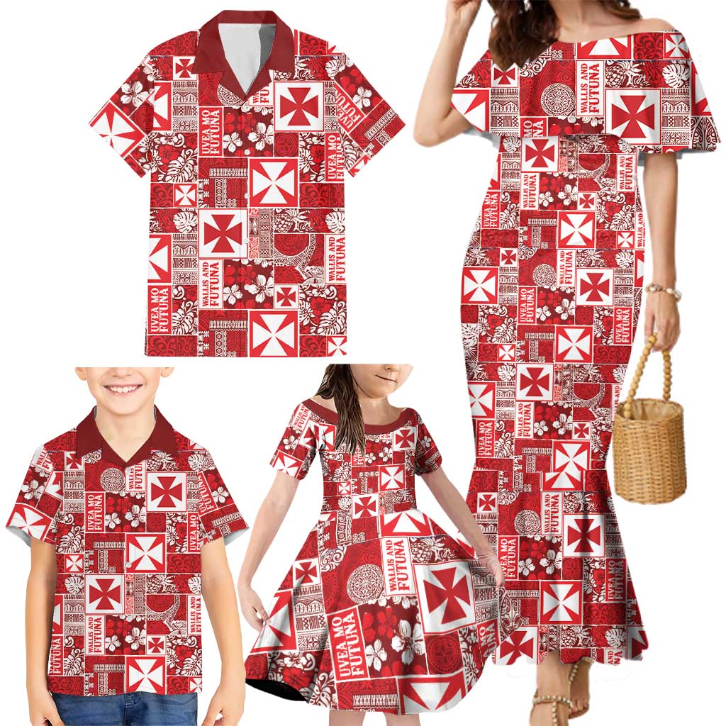 Wallis Et Futuna Kilisimasi Fiefia Family Matching Mermaid Dress and Hawaiian Shirt Pacific Patchwork Xmas Vibes - Polynesian Pride