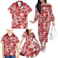 Wallis Et Futuna Kilisimasi Fiefia Family Matching Off The Shoulder Long Sleeve Dress and Hawaiian Shirt Pacific Patchwork Xmas Vibes - Polynesian Pride