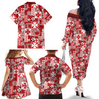 Wallis Et Futuna Kilisimasi Fiefia Family Matching Off The Shoulder Long Sleeve Dress and Hawaiian Shirt Pacific Patchwork Xmas Vibes - Polynesian Pride
