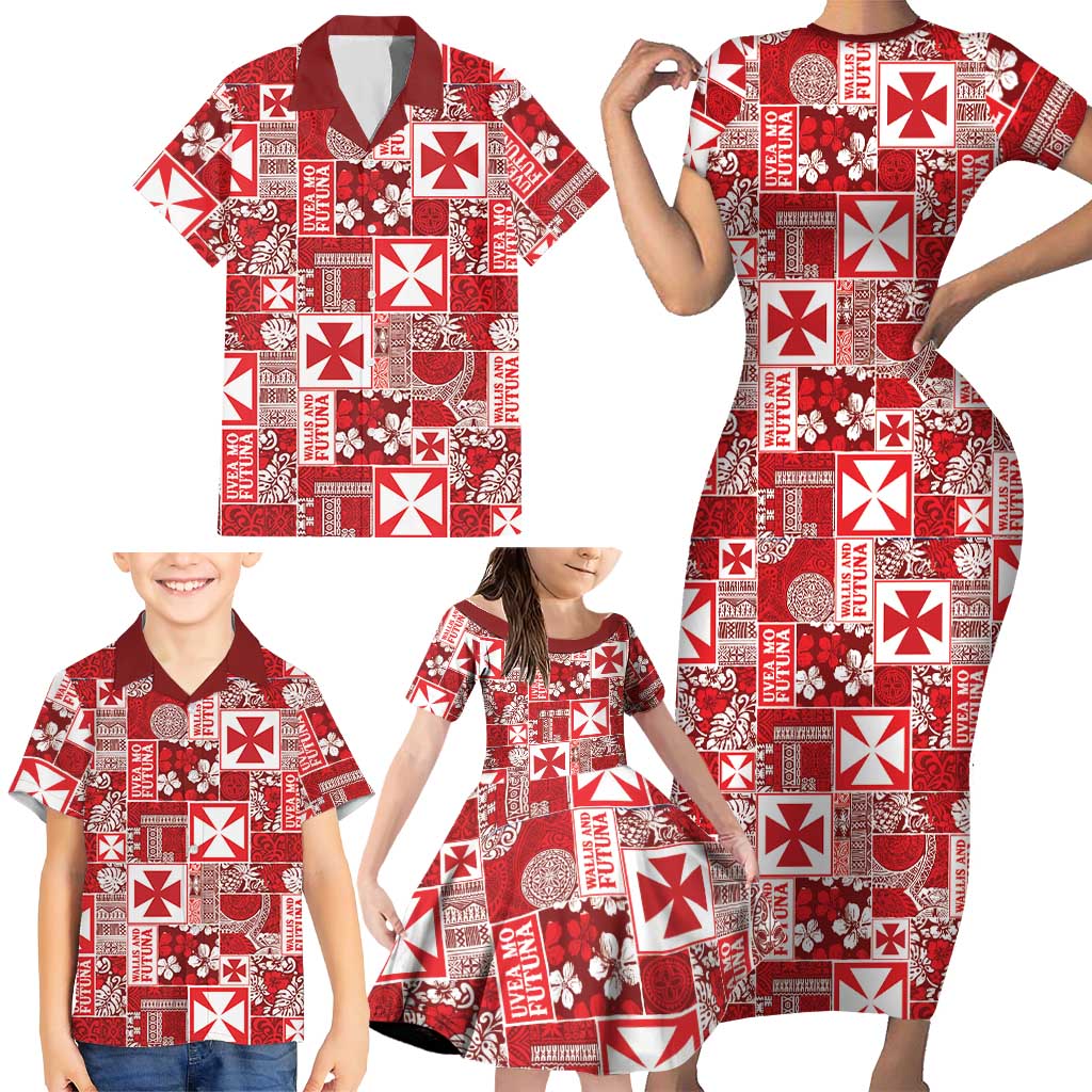 Wallis Et Futuna Kilisimasi Fiefia Family Matching Short Sleeve Bodycon Dress and Hawaiian Shirt Pacific Patchwork Xmas Vibes LT9 - Polynesian Pride