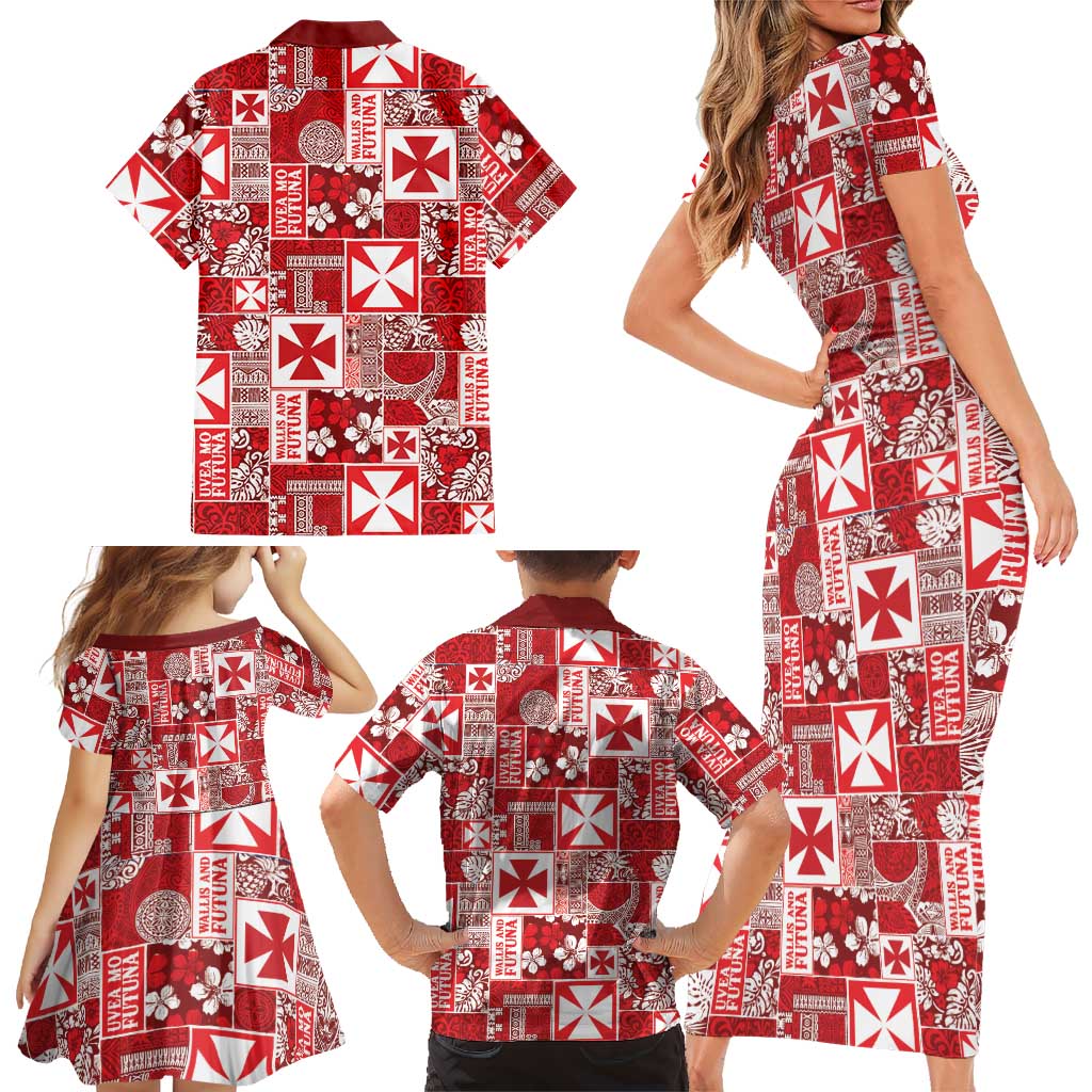 Wallis Et Futuna Kilisimasi Fiefia Family Matching Short Sleeve Bodycon Dress and Hawaiian Shirt Pacific Patchwork Xmas Vibes LT9 - Polynesian Pride