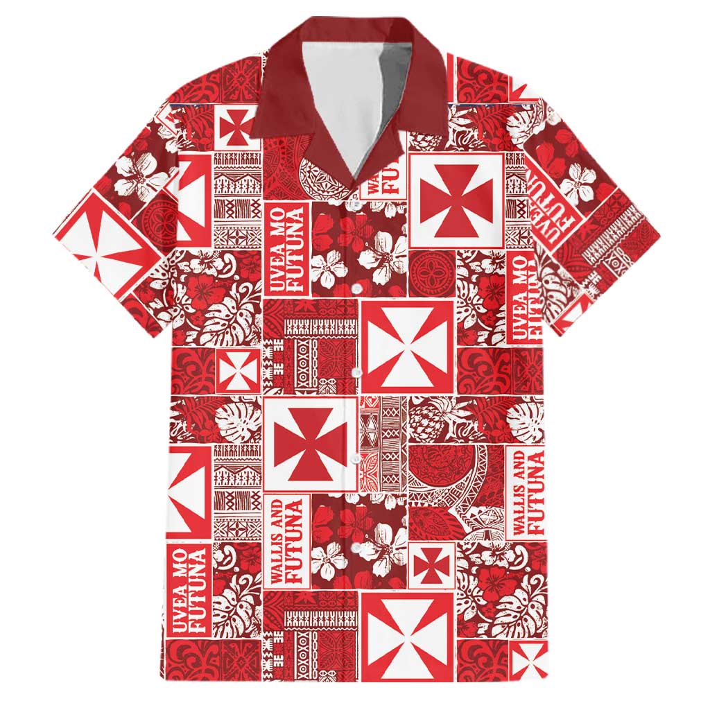 Wallis Et Futuna Kilisimasi Fiefia Family Matching Short Sleeve Bodycon Dress and Hawaiian Shirt Pacific Patchwork Xmas Vibes LT9 Dad's Shirt - Short Sleeve Red - Polynesian Pride