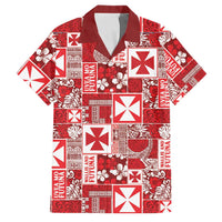 Wallis Et Futuna Kilisimasi Fiefia Family Matching Short Sleeve Bodycon Dress and Hawaiian Shirt Pacific Patchwork Xmas Vibes LT9 Dad's Shirt - Short Sleeve Red - Polynesian Pride