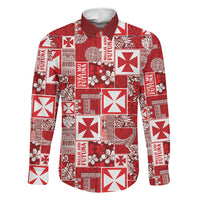 Wallis Et Futuna Kilisimasi Fiefia Family Matching Short Sleeve Bodycon Dress and Hawaiian Shirt Pacific Patchwork Xmas Vibes LT9 Dad's Shirt - Long Sleeve Red - Polynesian Pride