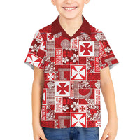 Wallis Et Futuna Kilisimasi Fiefia Family Matching Short Sleeve Bodycon Dress and Hawaiian Shirt Pacific Patchwork Xmas Vibes LT9 Son's Shirt Red - Polynesian Pride
