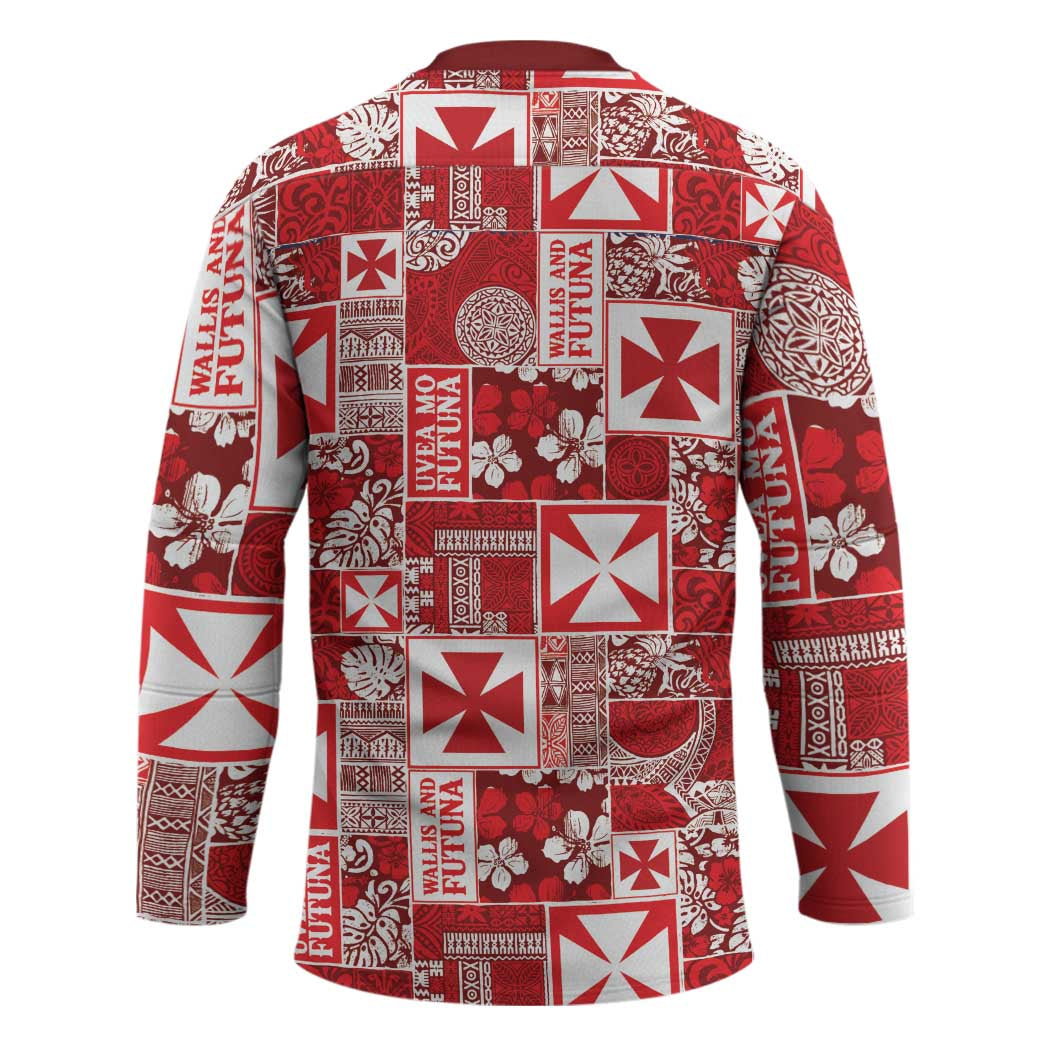 Wallis Et Futuna Kilisimasi Fiefia Hockey Jersey Pacific Patchwork Xmas Vibes - Polynesian Pride