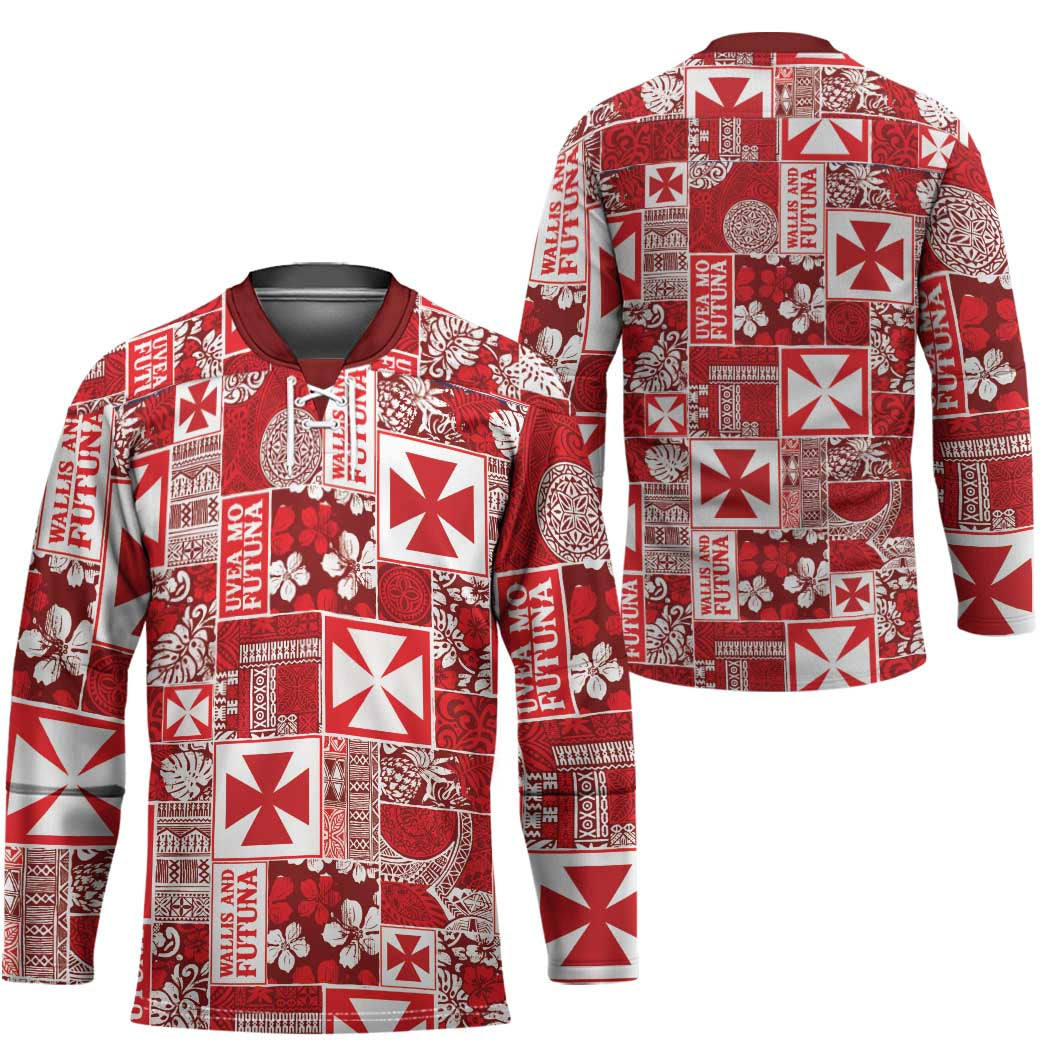 Wallis Et Futuna Kilisimasi Fiefia Hockey Jersey Pacific Patchwork Xmas Vibes - Polynesian Pride