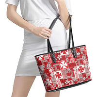Wallis Et Futuna Kilisimasi Fiefia Leather Tote Bag Pacific Patchwork Xmas Vibes - Polynesian Pride