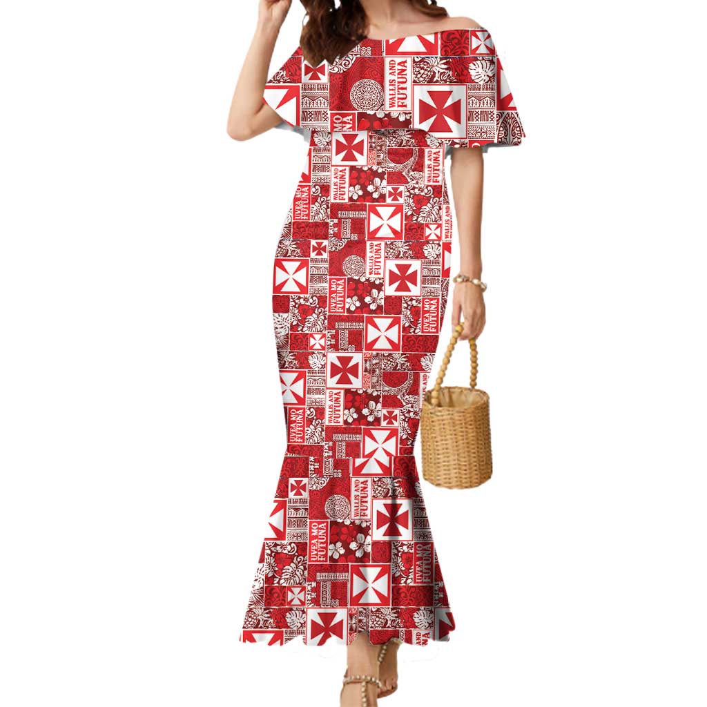 Wallis Et Futuna Kilisimasi Fiefia Mermaid Dress Pacific Patchwork Xmas Vibes - Polynesian Pride