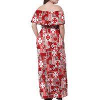 Wallis Et Futuna Kilisimasi Fiefia Off Shoulder Maxi Dress Pacific Patchwork Xmas Vibes - Polynesian Pride