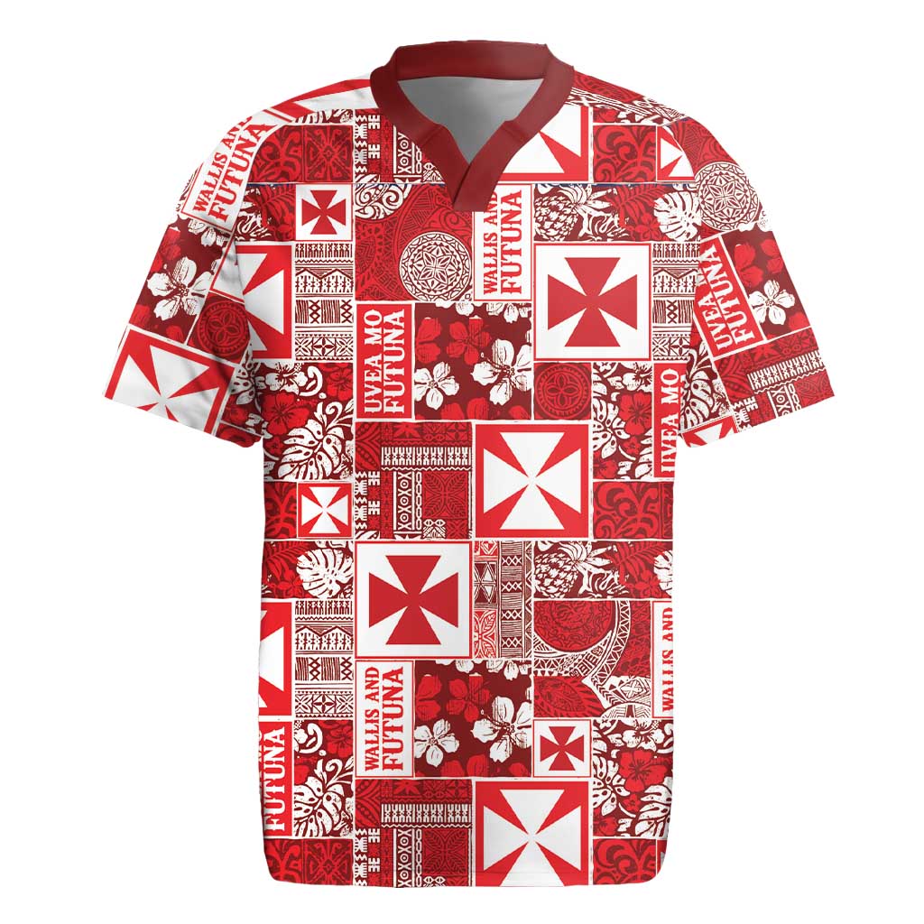 Wallis Et Futuna Kilisimasi Fiefia Rugby Jersey Pacific Patchwork Xmas Vibes - Polynesian Pride