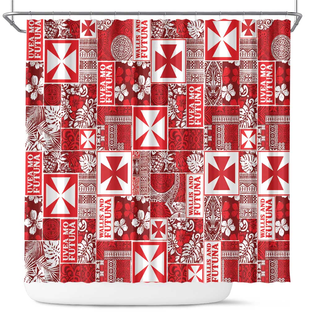 Wallis Et Futuna Kilisimasi Fiefia Shower Curtain Pacific Patchwork Xmas Vibes - Polynesian Pride