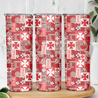 Wallis Et Futuna Kilisimasi Fiefia Skinny Tumbler Pacific Patchwork Xmas Vibes - Polynesian Pride
