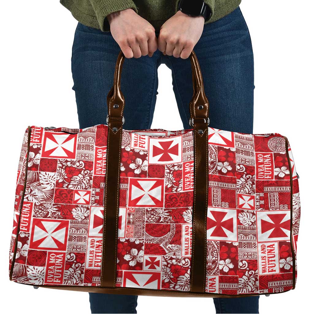 Wallis Et Futuna Kilisimasi Fiefia Travel Bag Pacific Patchwork Xmas Vibes LT9 Red - Polynesian Pride