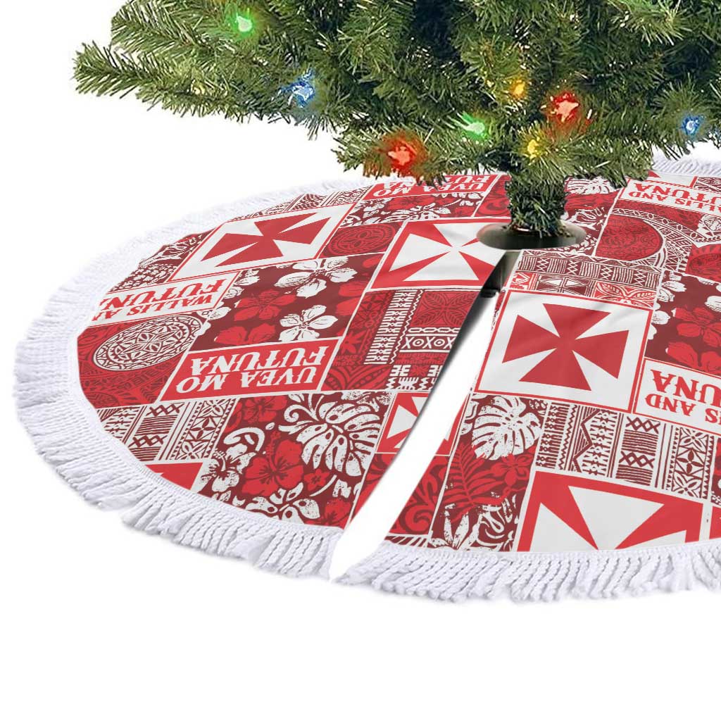 Wallis Et Futuna Kilisimasi Fiefia Tree Skirt Pacific Patchwork Xmas Vibes - Polynesian Pride