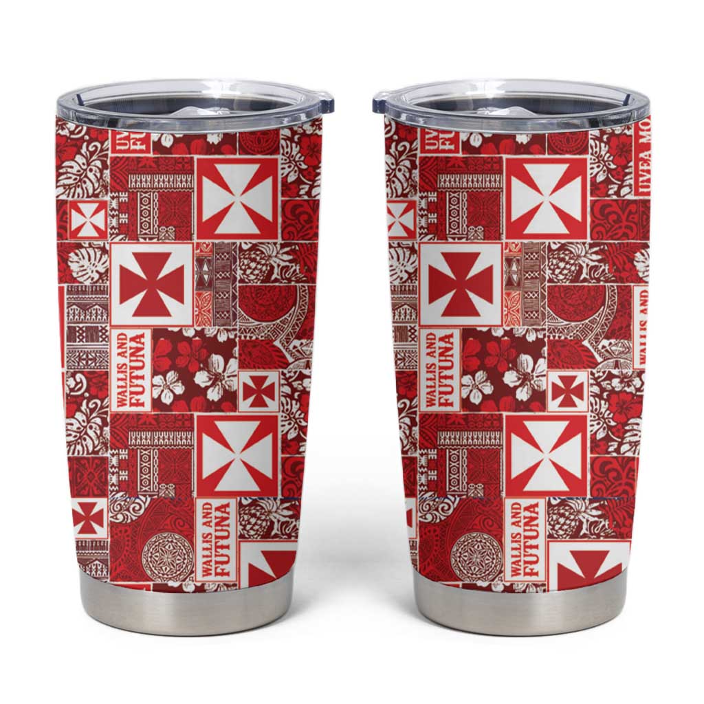 Wallis Et Futuna Kilisimasi Fiefia Tumbler Cup Pacific Patchwork Xmas Vibes - Polynesian Pride