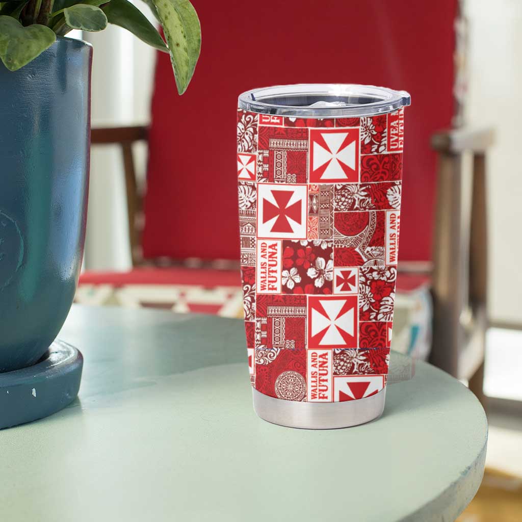 Wallis Et Futuna Kilisimasi Fiefia Tumbler Cup Pacific Patchwork Xmas Vibes - Polynesian Pride