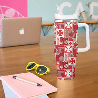 Wallis Et Futuna Kilisimasi Fiefia Tumbler With Handle Pacific Patchwork Xmas Vibes - Polynesian Pride