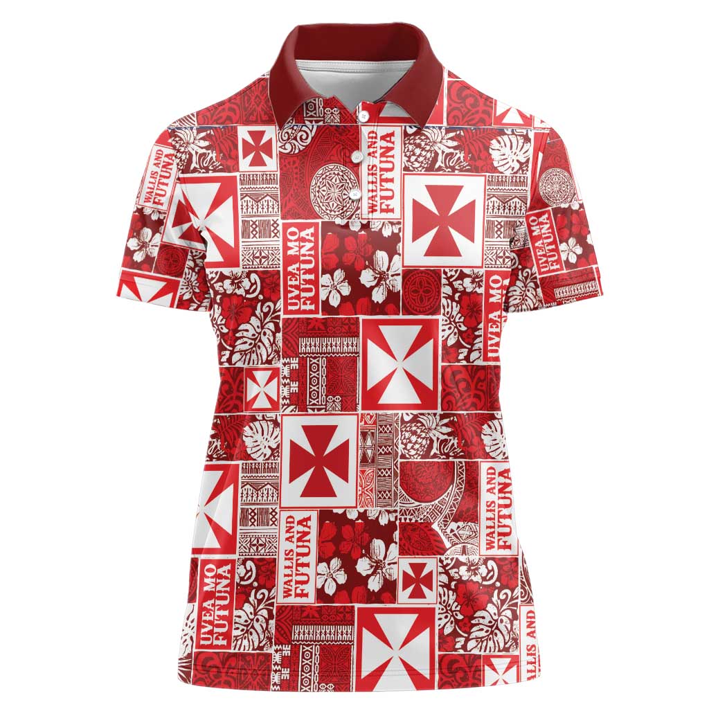Wallis Et Futuna Kilisimasi Fiefia Women Polo Shirt Pacific Patchwork Xmas Vibes - Polynesian Pride