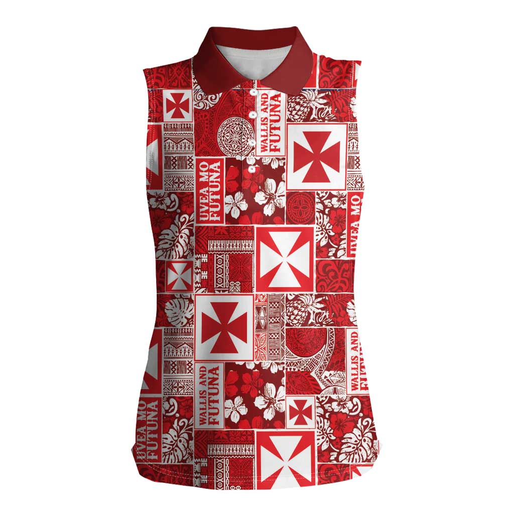 Wallis Et Futuna Kilisimasi Fiefia Women Sleeveless Polo Shirt Pacific Patchwork Xmas Vibes - Polynesian Pride