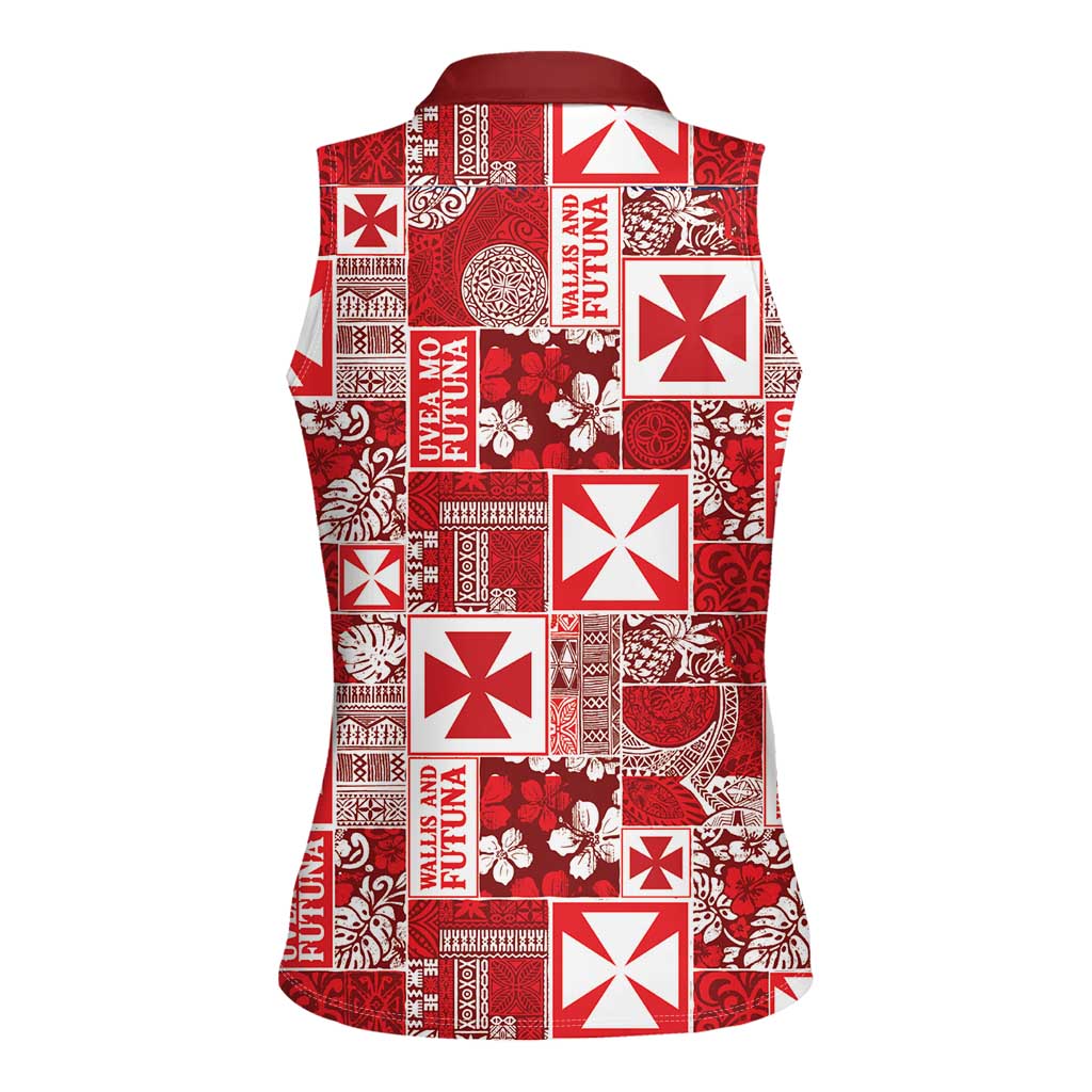 Wallis Et Futuna Kilisimasi Fiefia Women Sleeveless Polo Shirt Pacific Patchwork Xmas Vibes - Polynesian Pride