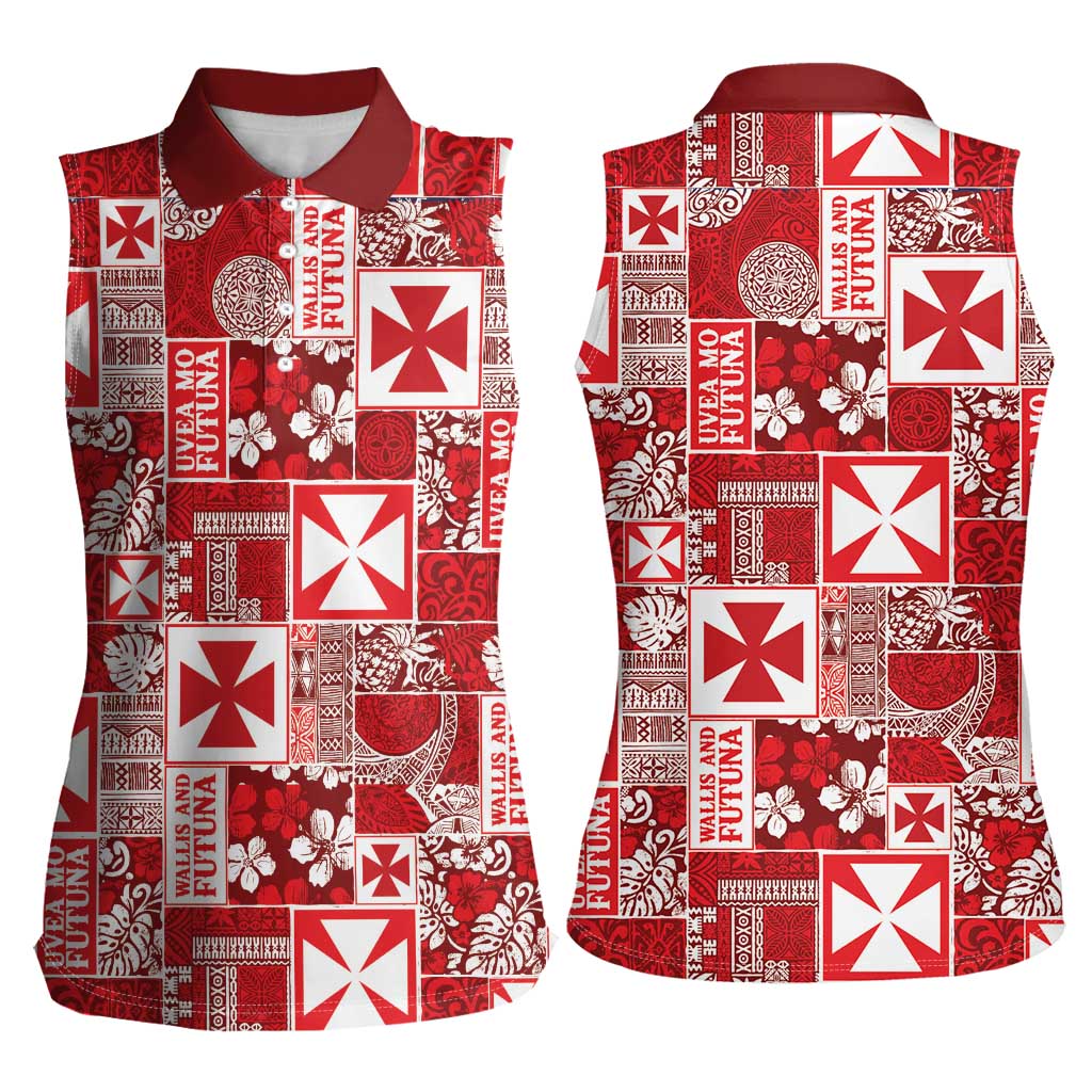 Wallis Et Futuna Kilisimasi Fiefia Women Sleeveless Polo Shirt Pacific Patchwork Xmas Vibes - Polynesian Pride