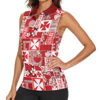 Wallis Et Futuna Kilisimasi Fiefia Women Sleeveless Polo Shirt Pacific Patchwork Xmas Vibes - Polynesian Pride